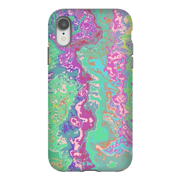 iPhone Xr StrongFit Marble pink green fluid art by Josie