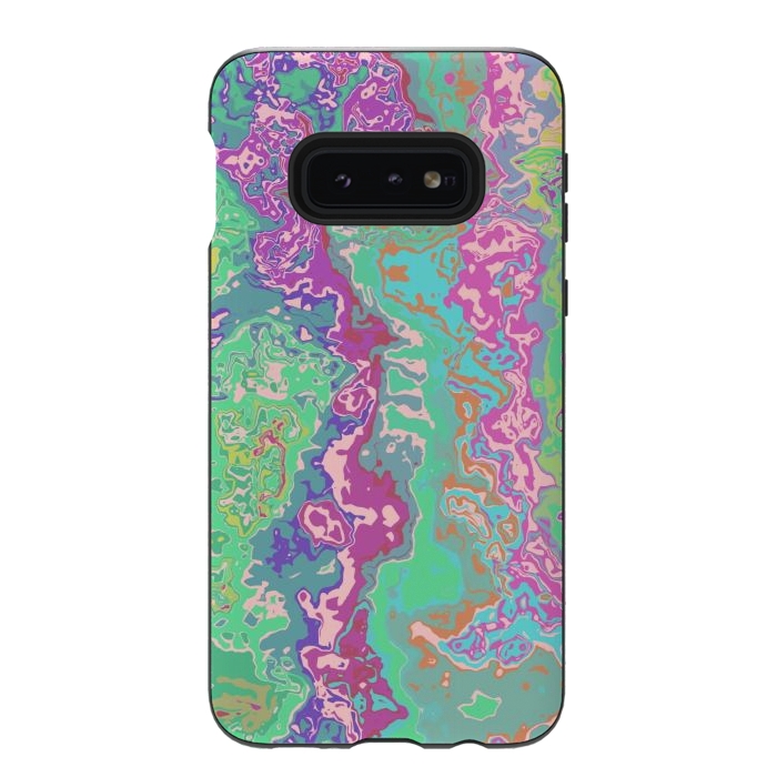 Galaxy S10e StrongFit Marble pink green fluid art by Josie