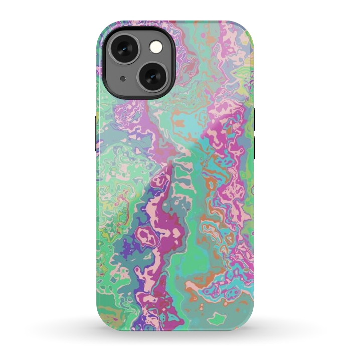 iPhone 13 StrongFit Marble pink green fluid art by Josie