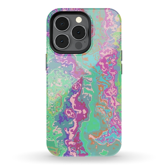 iPhone 13 pro StrongFit Marble pink green fluid art by Josie