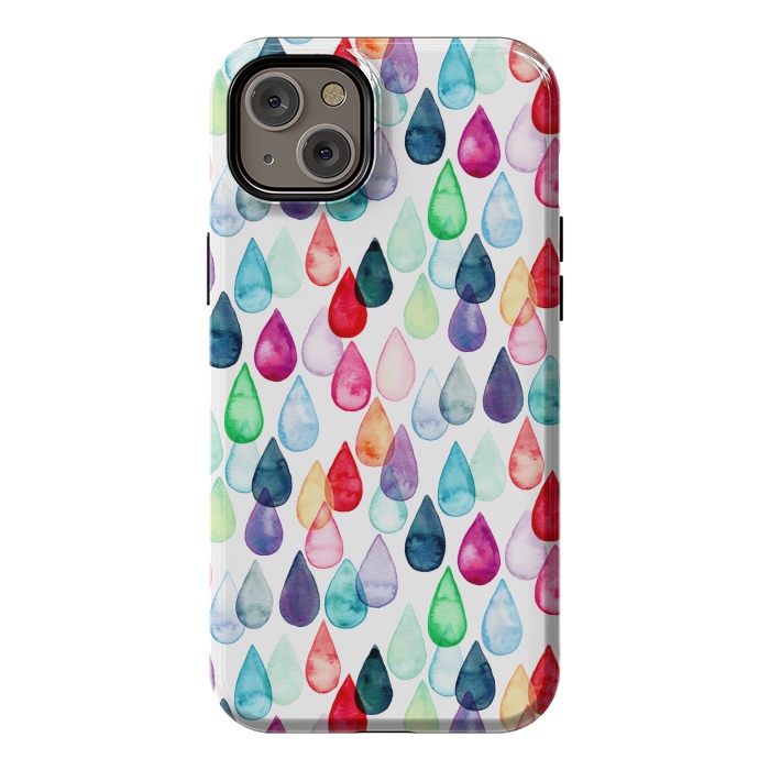 iPhone 14 Plus StrongFit Watercolour Rainbow Drops by Tangerine-Tane
