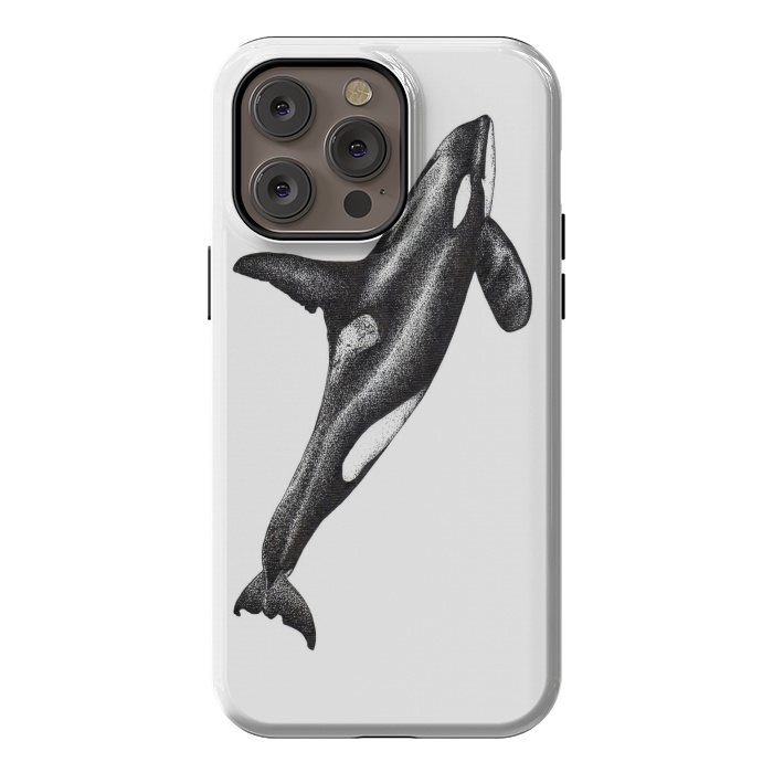 iPhone 14 Pro max StrongFit Orca killer whale ink art by Chloe Yzoard