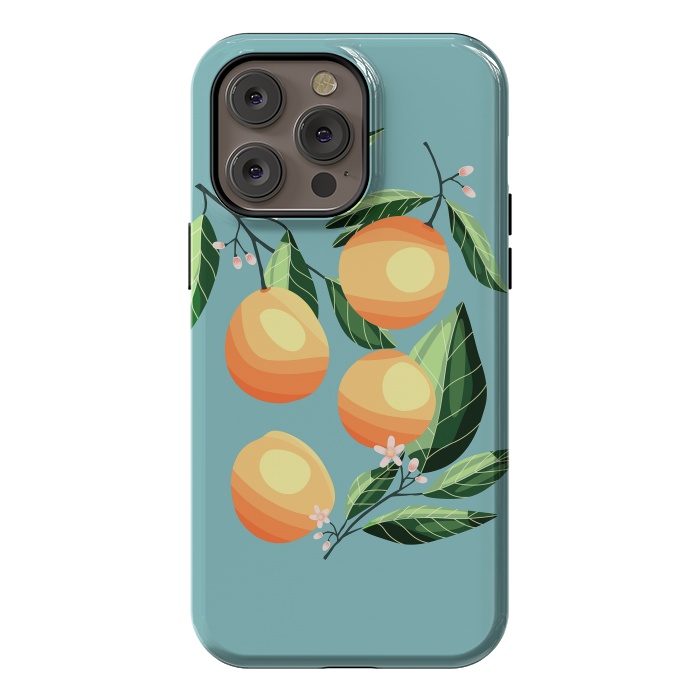 iPhone 14 Pro max StrongFit Peaches on blue by Jelena Obradovic