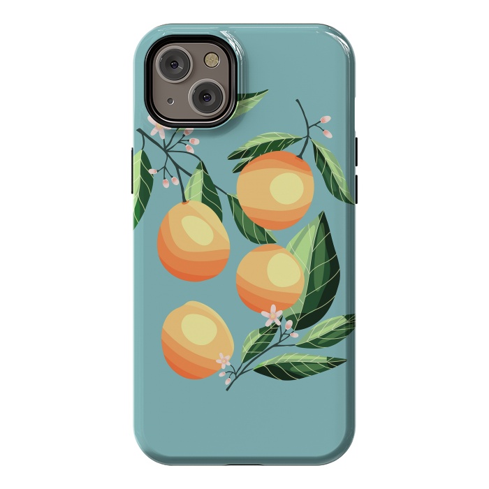iPhone 14 Plus StrongFit Peaches on blue by Jelena Obradovic