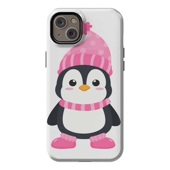 iPhone 14 Plus StrongFit cute pink penguin  by haroulita
