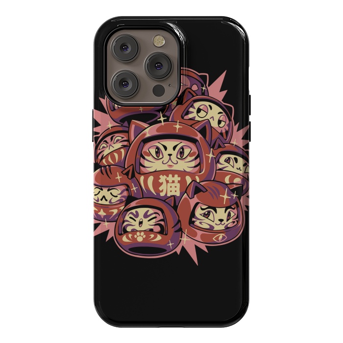 iPhone 14 Pro max StrongFit Daruma Cats by Ilustrata