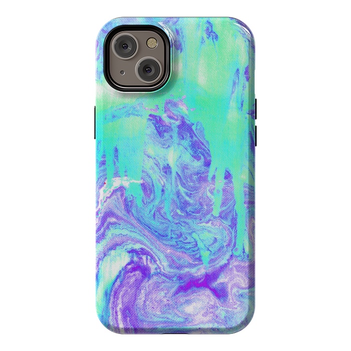 iPhone 14 Plus StrongFit Melting Marble in Mint & Purple by Tangerine-Tane