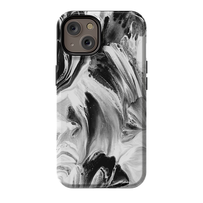 iPhone 14 StrongFit Black and White Brushed Paint by Ashley Camille