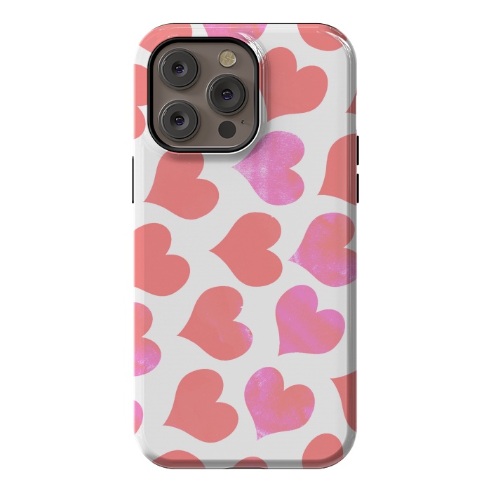 iPhone 14 Pro max StrongFit Bold Red-Pink hearts by Oana 