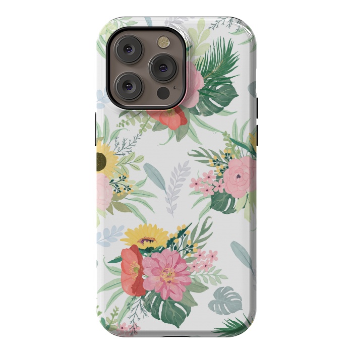 iPhone 14 Pro max StrongFit Girly Watercolor Poppy & Sunflowers Floral Design by InovArts