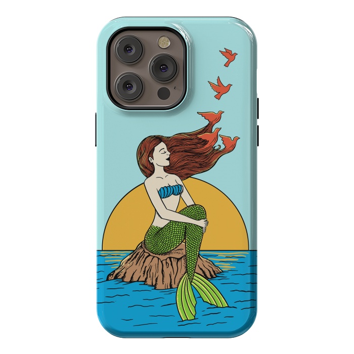 iPhone 14 Pro max StrongFit Mermaid and birds by Coffee Man