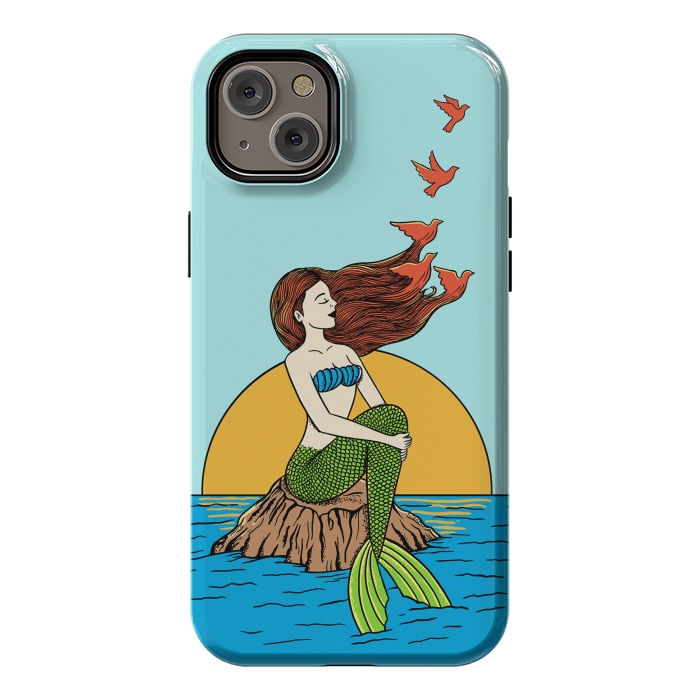 iPhone 14 Plus StrongFit Mermaid and birds by Coffee Man