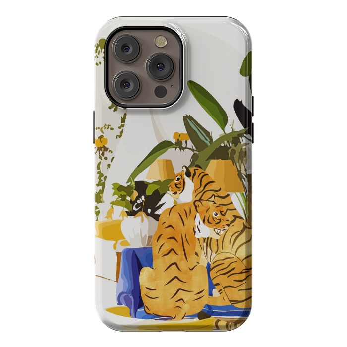 iPhone 14 Pro max StrongFit Tiger Reserve Villa | Bohemian Tropical Jungle Décor | Pastel Honeymoon Couple Love Wildlife by Uma Prabhakar Gokhale