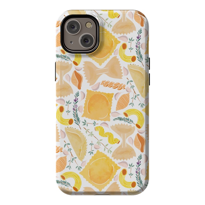 iPhone 14 Plus StrongFit Pasta Pattern on White by Tangerine-Tane