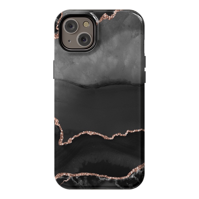 iPhone 14 Plus StrongFit black rosegold agate by haroulita
