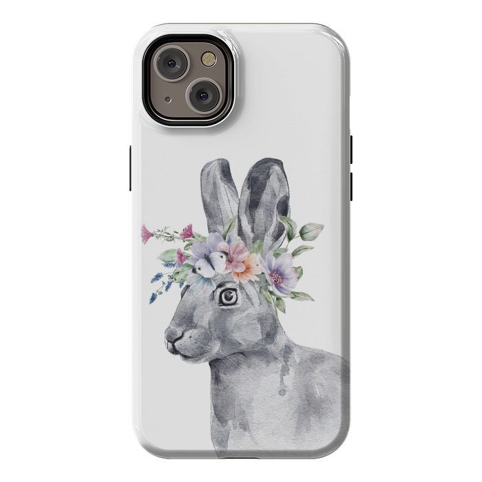 iPhone 14 Plus StrongFit cute watercolor rabbit with flowers by haroulita