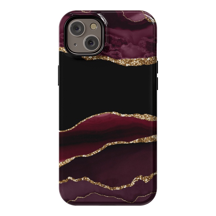 iPhone 14 Plus StrongFit burgundy agate marble by haroulita
