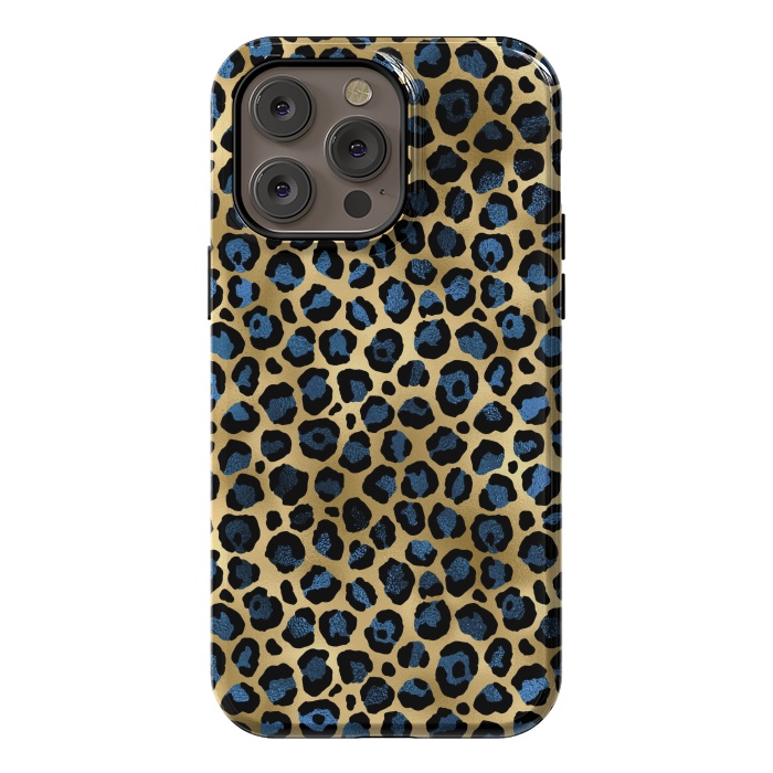 iPhone 14 Pro max StrongFit blue leopard print by haroulita