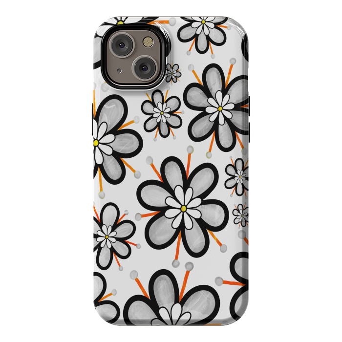 iPhone 14 Plus StrongFit gray flowers  by haroulita
