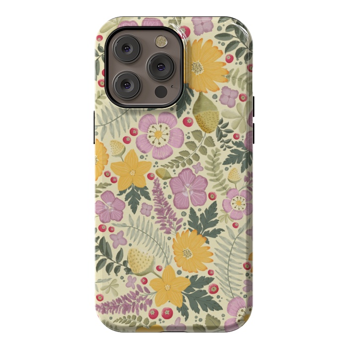 iPhone 14 Pro max StrongFit Olive's Garden in Yellow and Pink by Paula Ohreen
