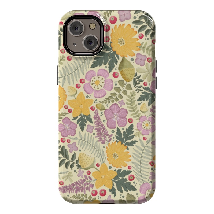 iPhone 14 Plus StrongFit Olive's Garden in Yellow and Pink by Paula Ohreen