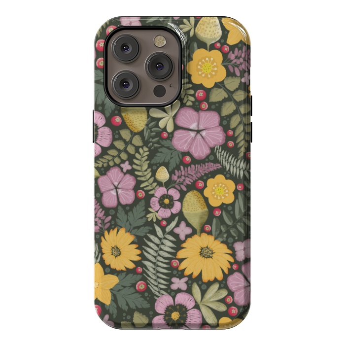iPhone 14 Pro max StrongFit Olive's Garden on Dark Gray by Paula Ohreen