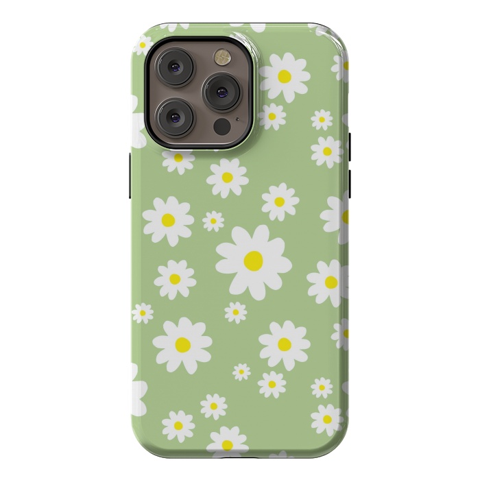 iPhone 14 Pro max StrongFit Spring Green Daisy Flower Pattern by Julie Erin Designs
