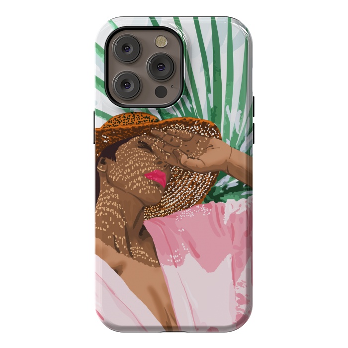 iPhone 14 Pro max StrongFit Sunshine in My Soul | Black Woman Tropical Travel | Modern Boho Palm Summer Vacation Fashion by Uma Prabhakar Gokhale