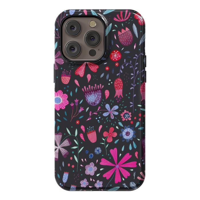 iPhone 14 Pro max StrongFit Kennington Flowers Dark by Nic Squirrell