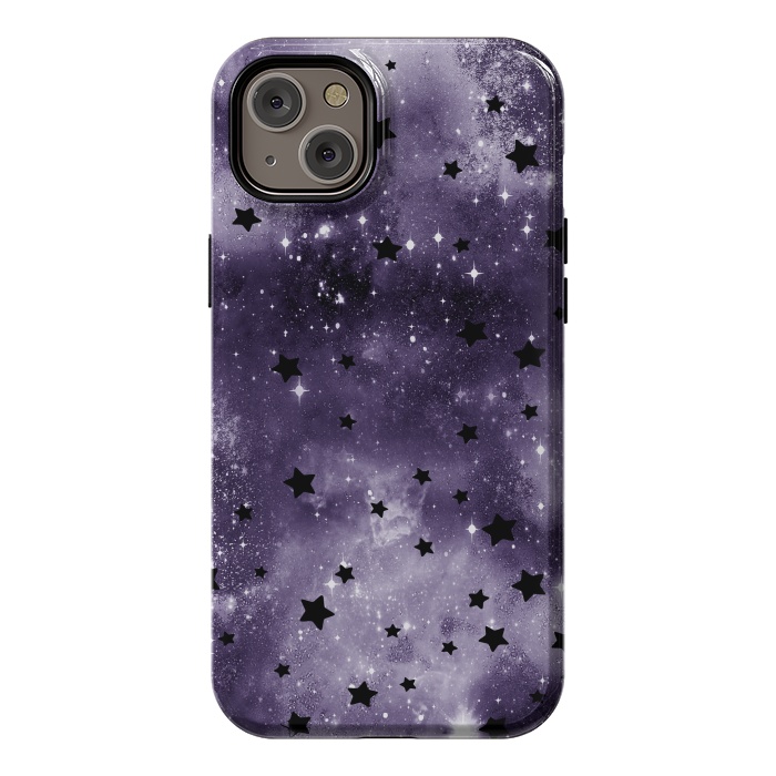 iPhone 14 Plus StrongFit Dark purple starry galaxy - celestial pattern by Oana 
