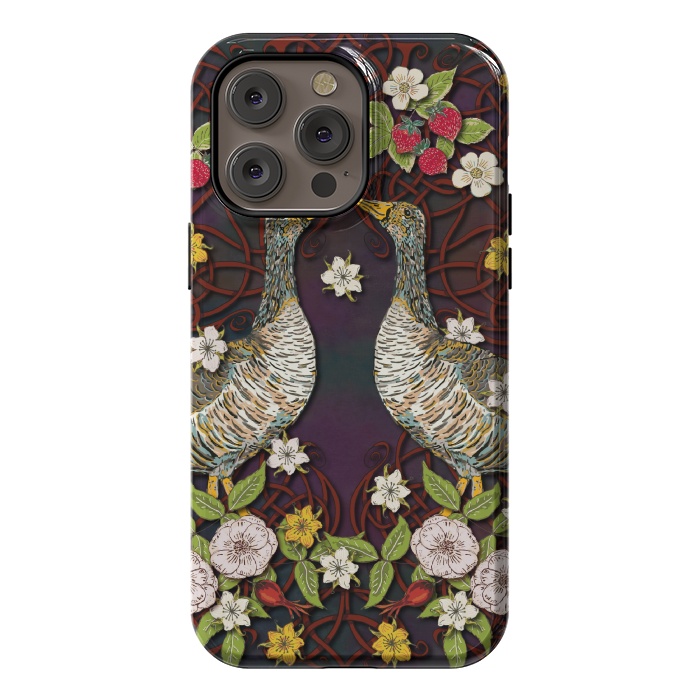 iPhone 14 Pro max StrongFit Summer Strawberry Geese by Lotti Brown