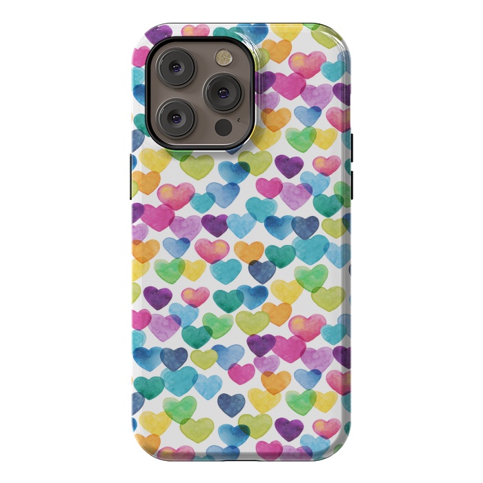 iPhone 14 Pro max StrongFit Scattered Love Hearts by gingerlique