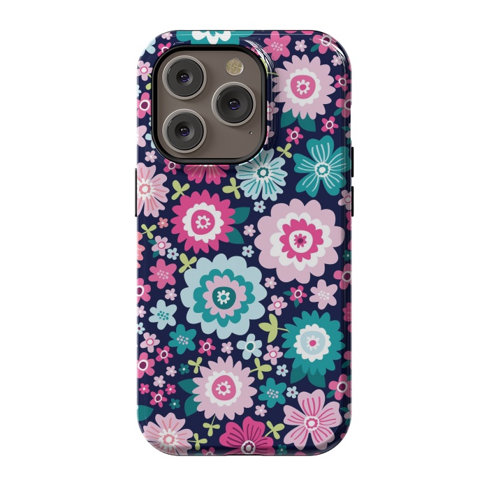 iPhone 14 Pro StrongFit Cute pattern in colorful flower  by ArtsCase