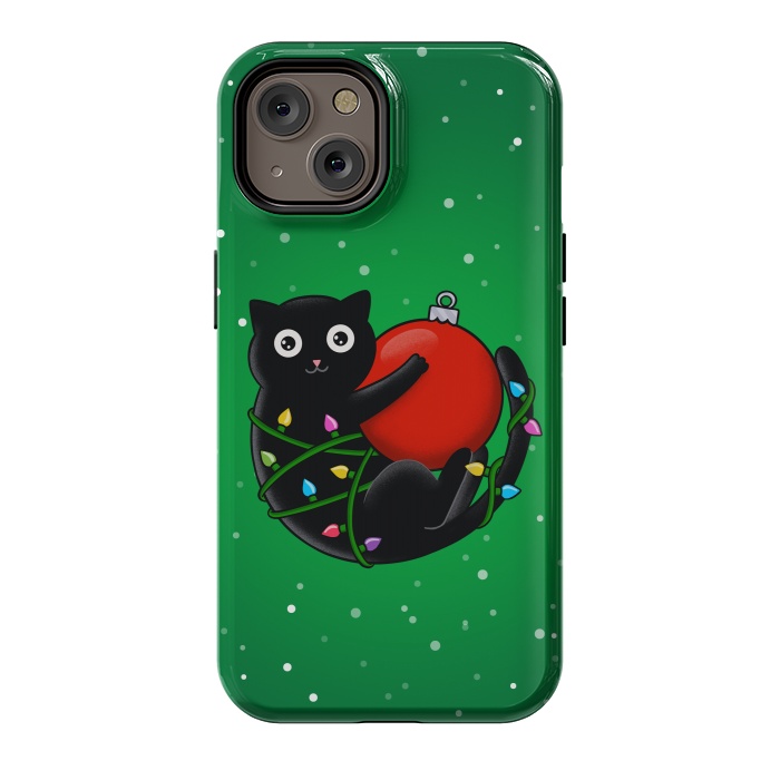 iPhone 14 StrongFit Cat and christmas by Coffee Man