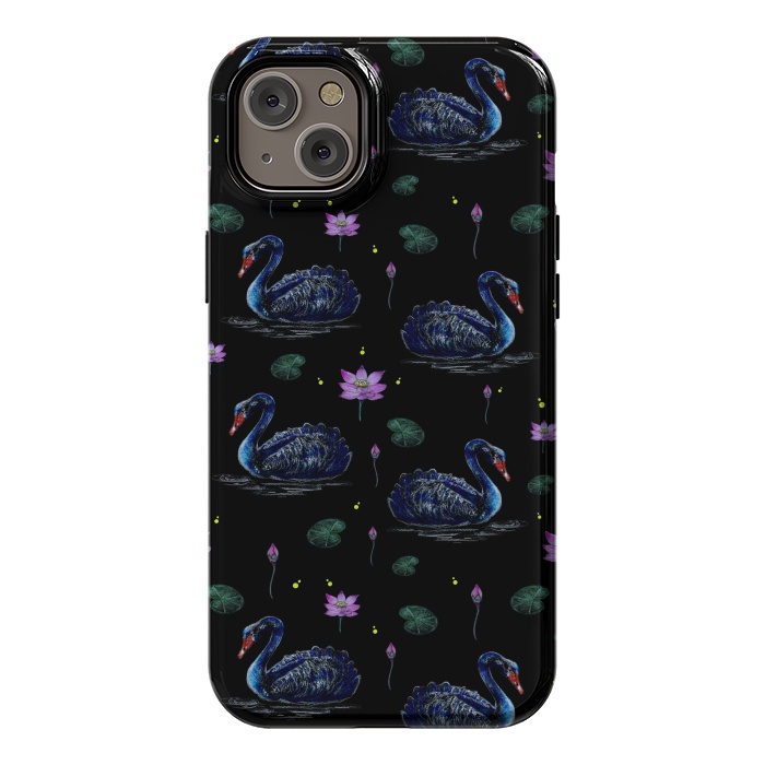 iPhone 14 Plus StrongFit Black Swans in Lily Pond by Negin Mf