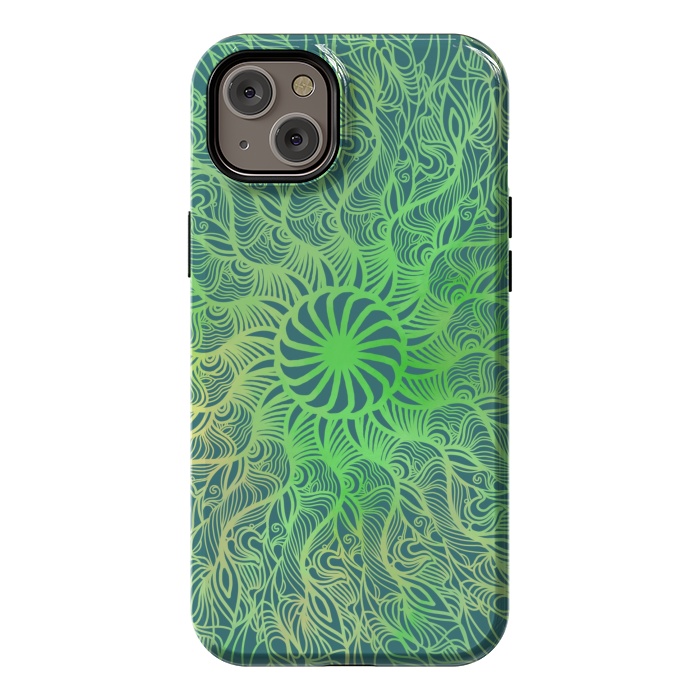 iPhone 14 Plus StrongFit Green dancing mandala  by Josie