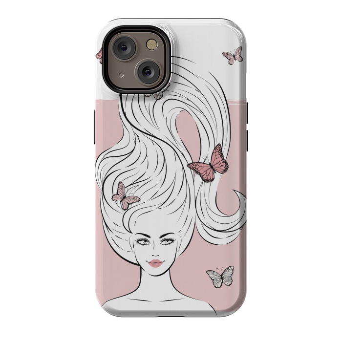 iPhone 14 StrongFit Butterfly Hair Girl by Martina