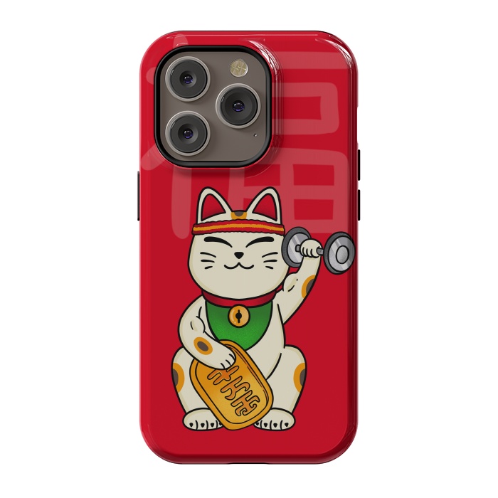 iPhone 14 Pro StrongFit Cat lucky gym by Coffee Man