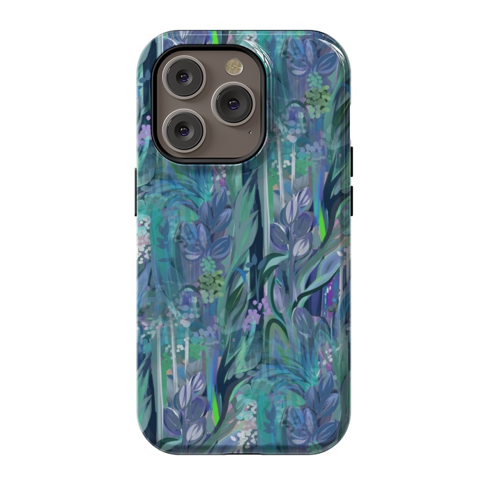 iPhone 14 Pro StrongFit Blue Leaves  by Josie