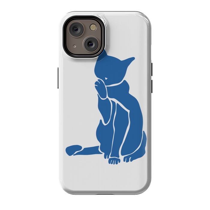 iPhone 14 StrongFit Matisse's Cat Var. 1 in Blue by ECMazur 