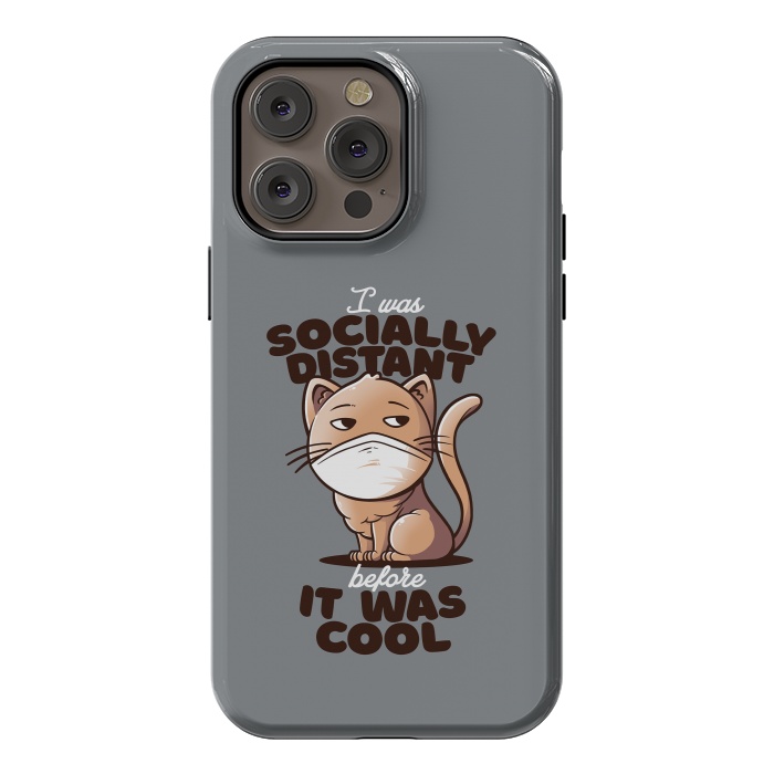 iPhone 14 Pro max StrongFit Socially Distant Cat by eduely