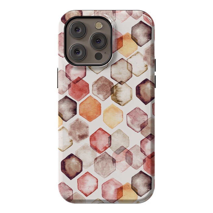 iPhone 14 Pro max StrongFit Autumn Bokeh - Watercolour Hexagons by Tangerine-Tane