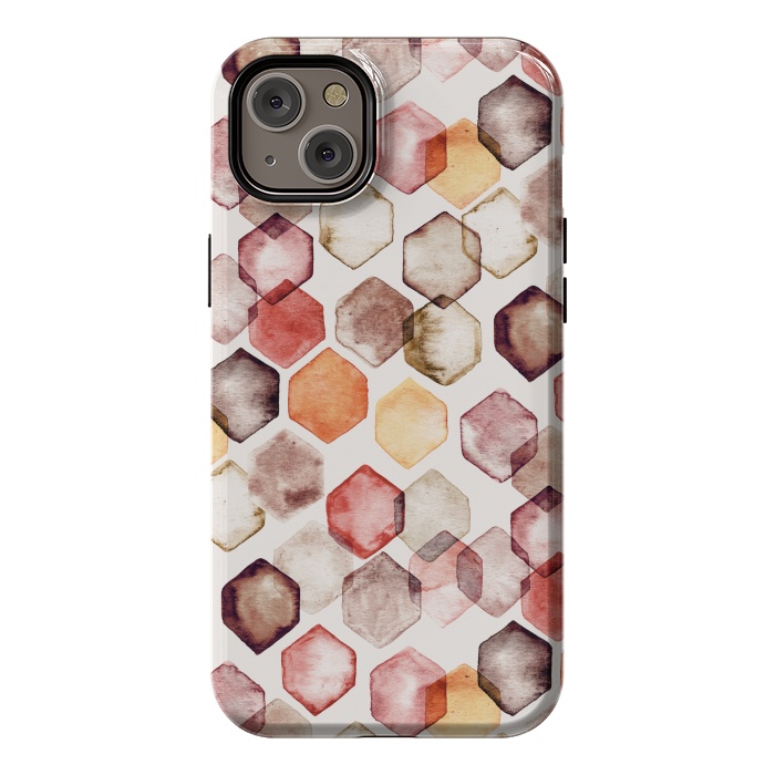 iPhone 14 Plus StrongFit Autumn Bokeh - Watercolour Hexagons by Tangerine-Tane