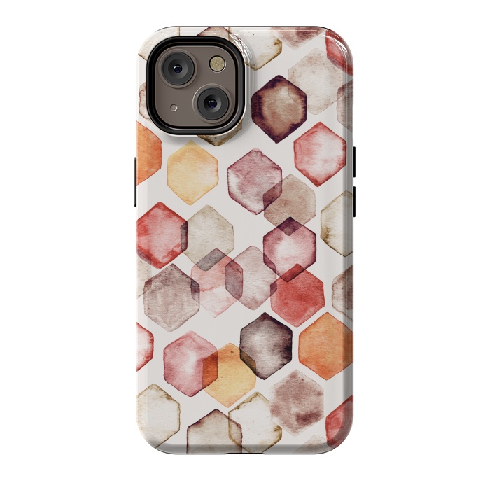 iPhone 14 StrongFit Autumn Bokeh - Watercolour Hexagons by Tangerine-Tane