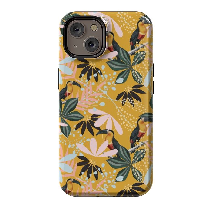 iPhone 14 StrongFit Tropical Toucan Garden by Uma Prabhakar Gokhale