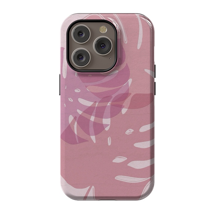 iPhone 14 Pro StrongFit Pink exotic leaves by Martina