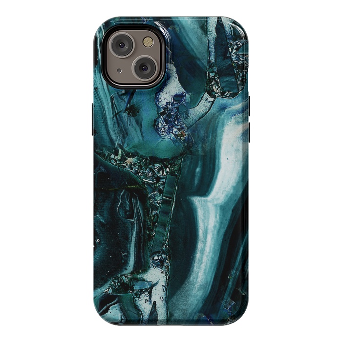 iPhone 14 Plus StrongFit Dark emerald green geode marble by Oana 