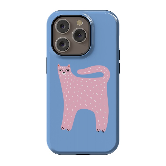 iPhone 14 Pro StrongFit Pink Cat by Sam Pernoski