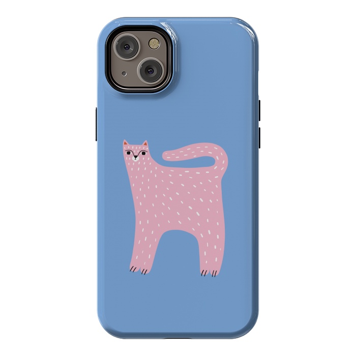 iPhone 14 Plus StrongFit Pink Cat by Sam Pernoski