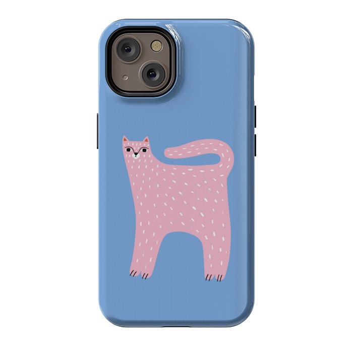 iPhone 14 StrongFit Pink Cat by Sam Pernoski